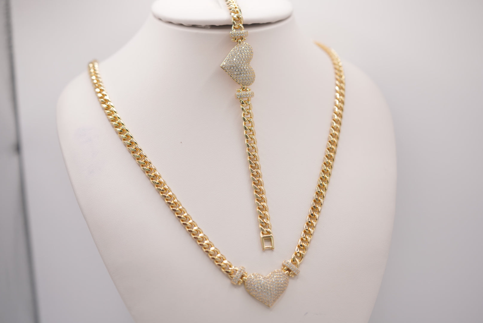 Cuban Link Heart Set