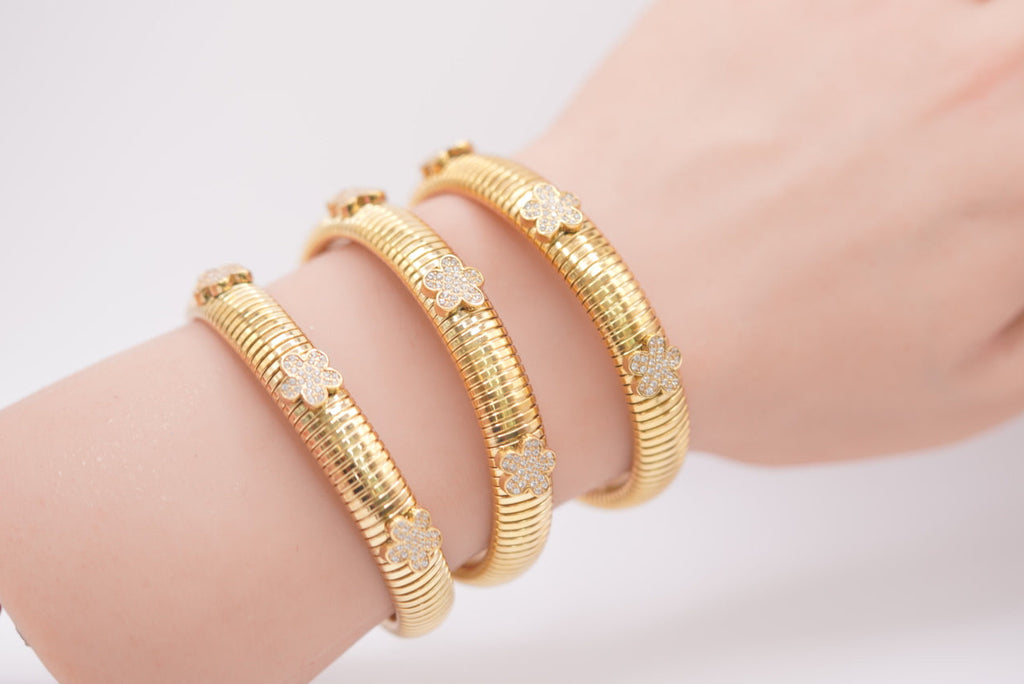 Open Cuff Bracelet - Floral Flex