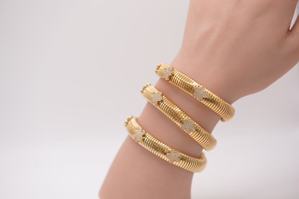 Open Cuff Bracelet - Floral Flex