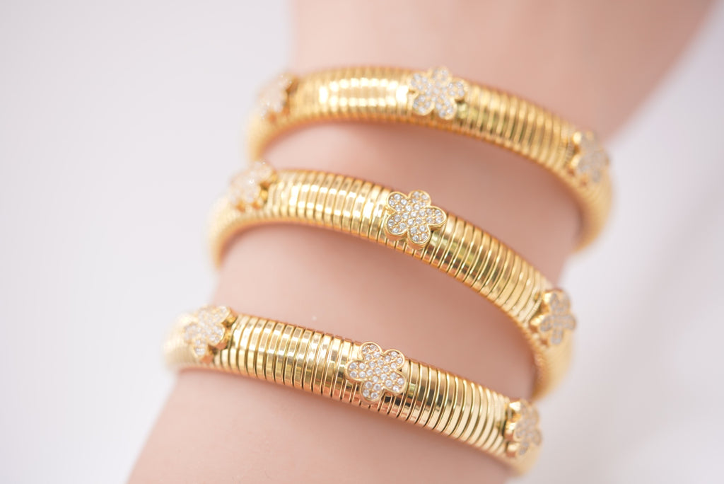 Open Cuff Bracelet - Floral Flex